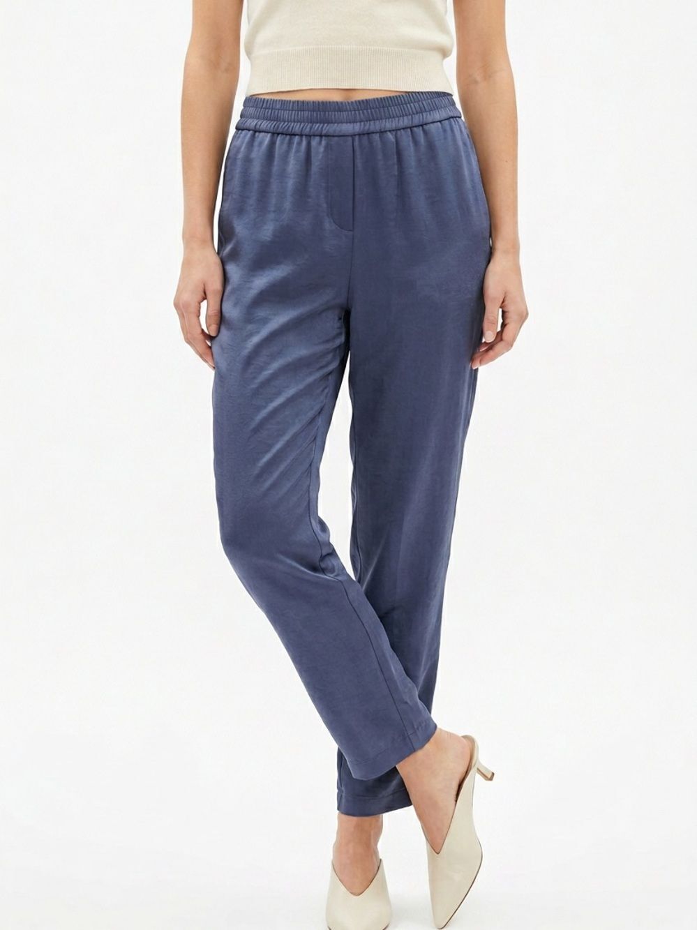 PEACE OF CLOTH | NEW Randy Elastic Waist Pull On Satin Look Pants Women’s Size L